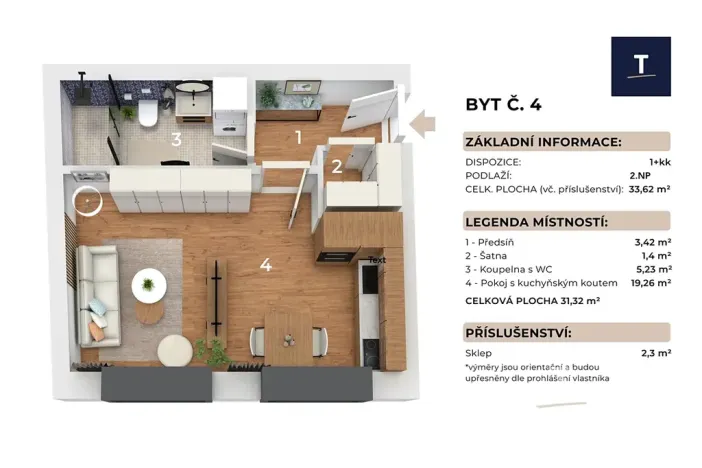 Prodej bytu 1+kk, Brno, Banskobystrická, 31 m2