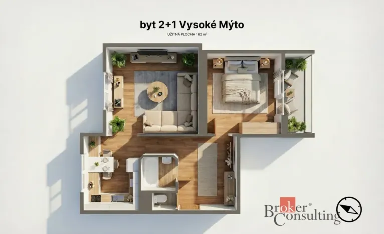 Prodej bytu 2+1, Vysoké Mýto, Ležáků, 56 m2