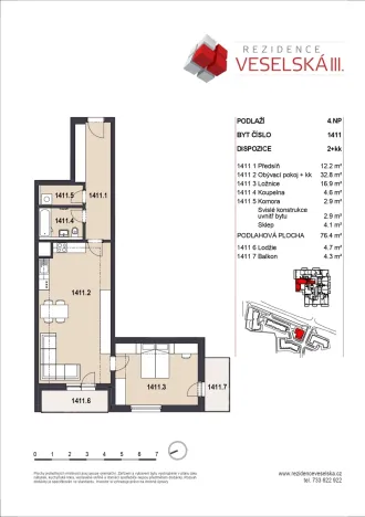 Pronájem bytu 2+kk, Praha - Letňany, Škrábkových, 72 m2