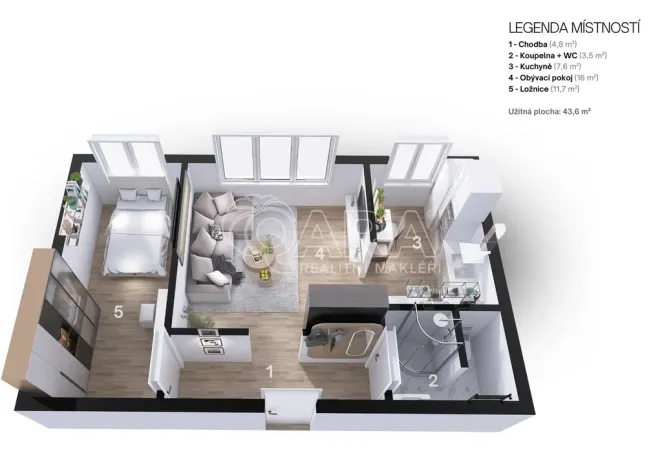 Prodej bytu 2+1, Ostrava - Zábřeh, Dolní, 44 m2