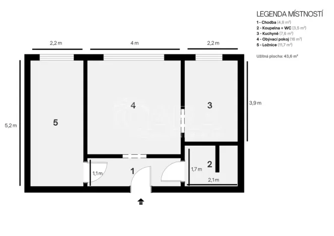 Prodej bytu 2+1, Ostrava - Zábřeh, Dolní, 44 m2