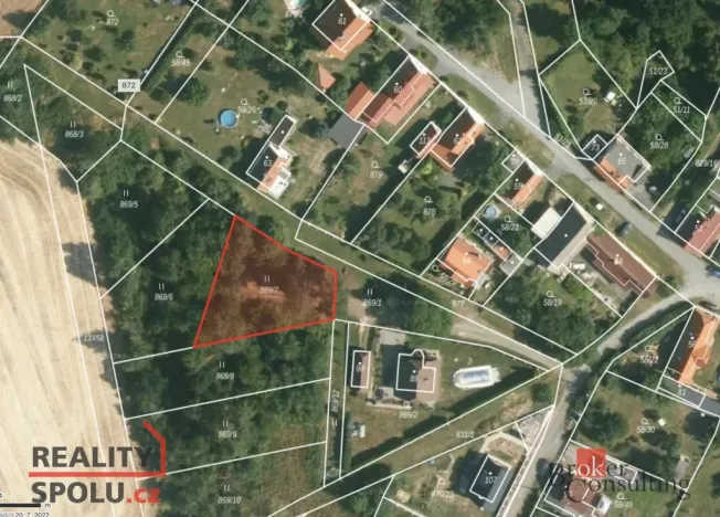 Prodej zahrady, Kbelany, 867 m2