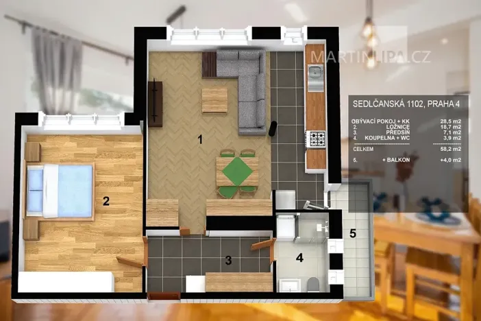 Prodej bytu 2+kk, Praha - Michle, Sedlčanská, 58 m2