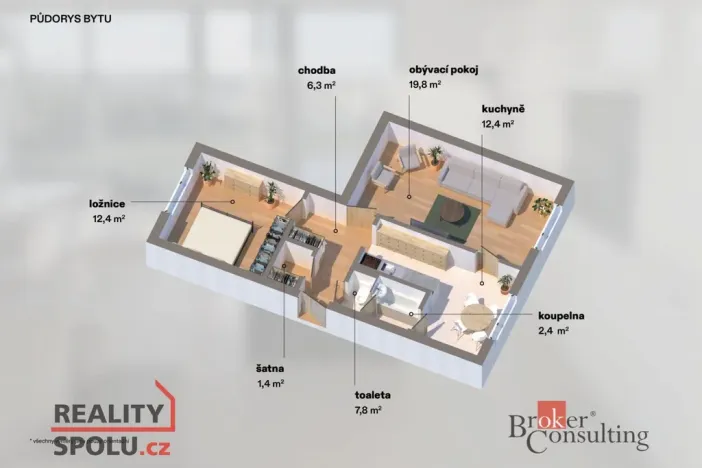 Pronájem bytu 2+1, Jablonec nad Nisou, Řetízková, 63 m2