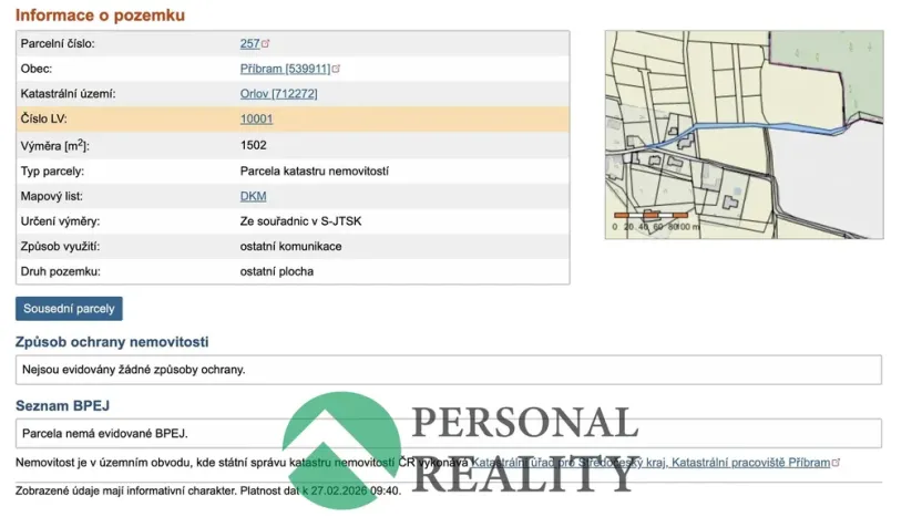 Prodej pozemku pro bydlení, Příbram - Orlov, 1030 m2