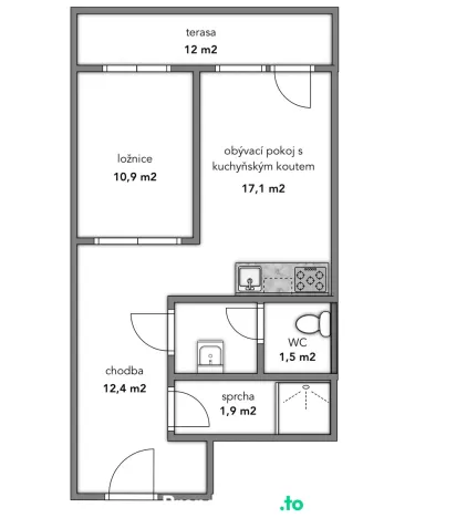 Pronájem bytu 2+kk, Znojmo, Hvězdová, 46 m2