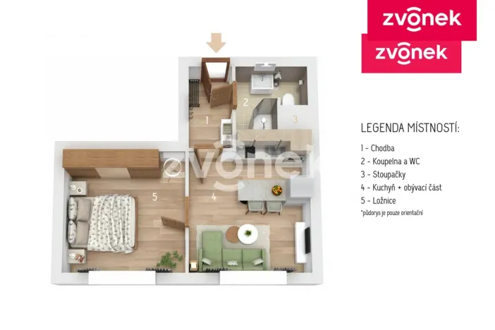 Pronájem bytu 1+1, Zlín, 2. května, 34 m2