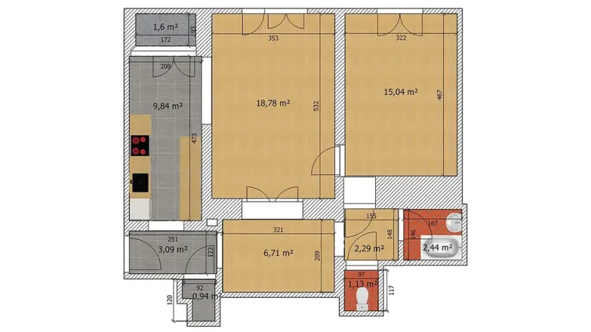 Pronájem bytu 2+kk, Praha - Žižkov, Jičínská, 61 m2