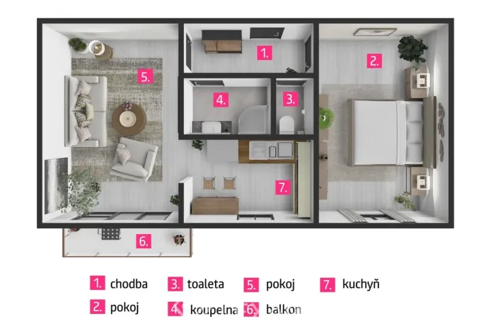 Pronájem bytu 2+1, Znojmo, Bolzanova, 55 m2