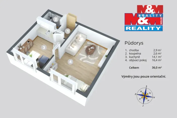 Prodej bytu 1+1, Rumburk, Matušova, 39 m2