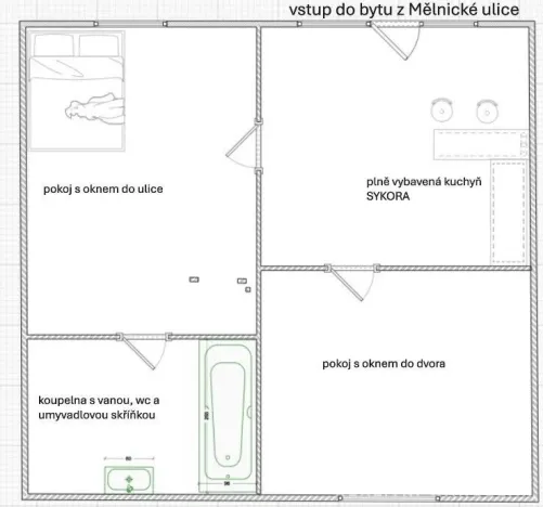 Pronájem bytu 3+kk, Mšeno, Mělnická, 41 m2