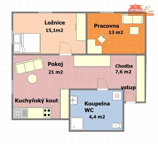 Prodej bytu 3+kk, Hradec Králové - Pražské Předměstí, Břetislavova, 61 m2