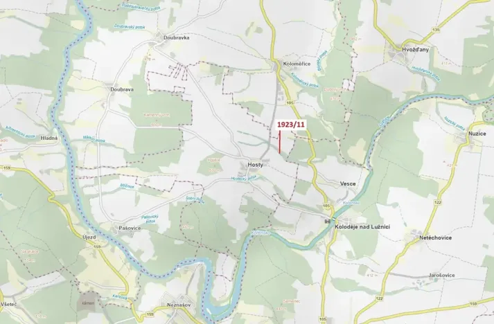 Dražba lesa, Hosty, 323 m2