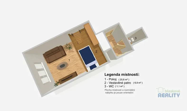 Pronájem bytu 1+kk, Praha - Žižkov, Vlkova, 22 m2