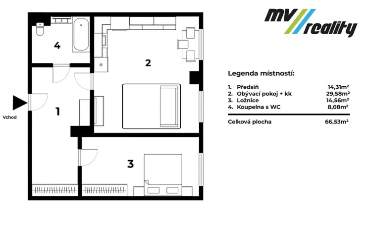 Prodej bytu 2+1, Milovice, Topolová, 66 m2