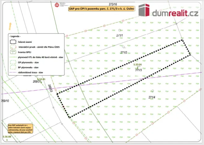 Prodej komerčního pozemku, Úsilné, 1632 m2