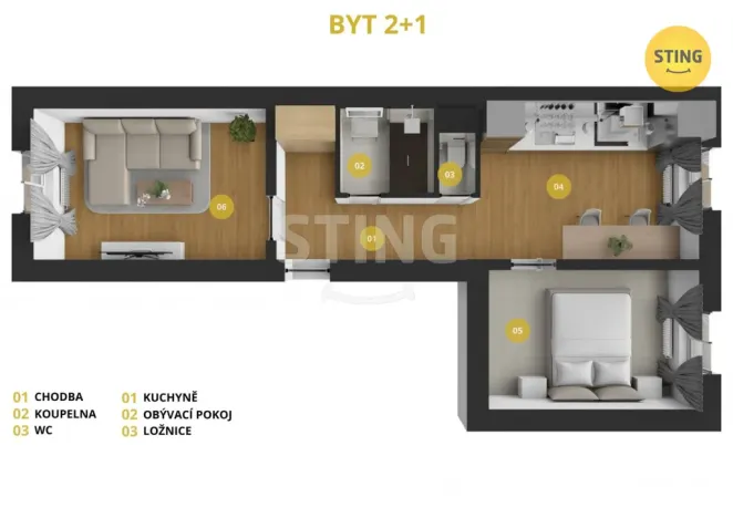 Pronájem bytu 2+1, Opava, Ostrožná, 44 m2