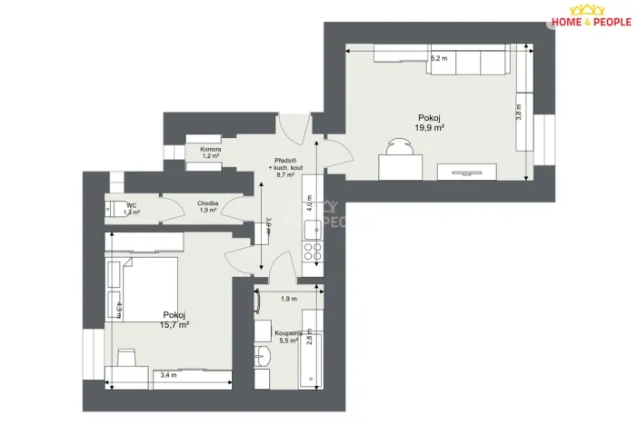 Pronájem bytu 2+1, Praha - Holešovice, Veletržní, 52 m2