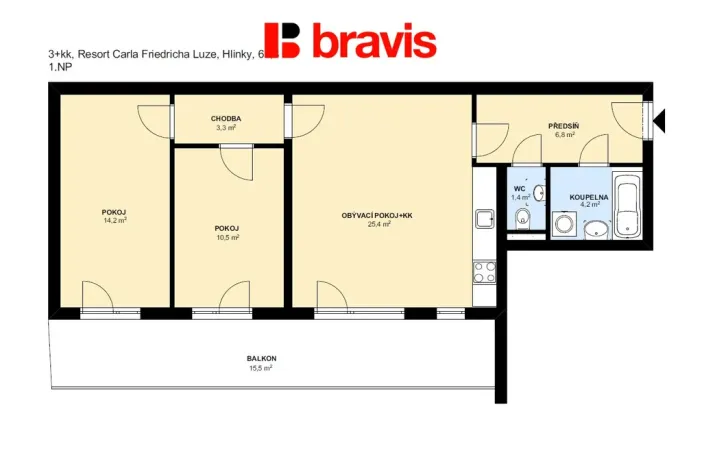 Pronájem bytu 3+kk, Brno, Hlinky, 66 m2