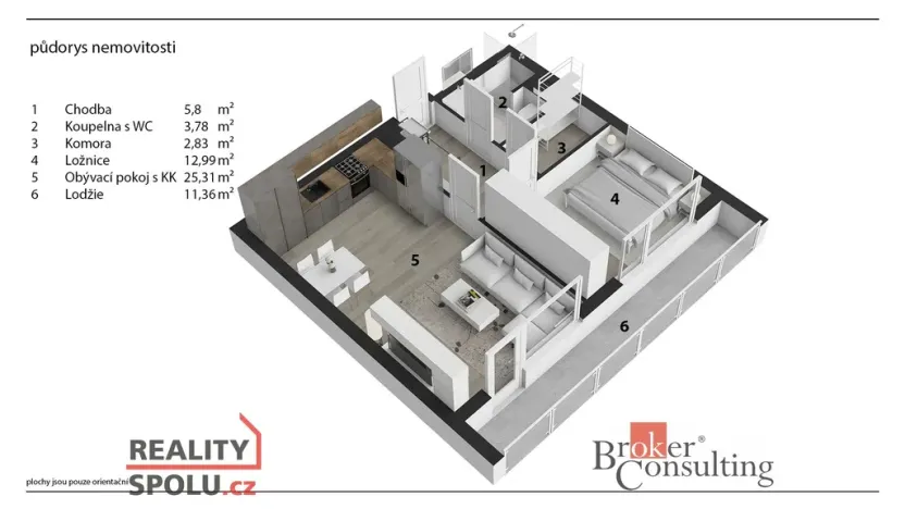 Pronájem bytu 2+kk, Pardubice - Pardubičky, Nová Tesla, 53 m2