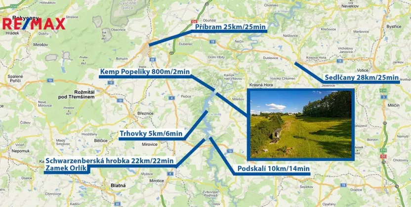 Prodej louky, Milešov, 4358 m2