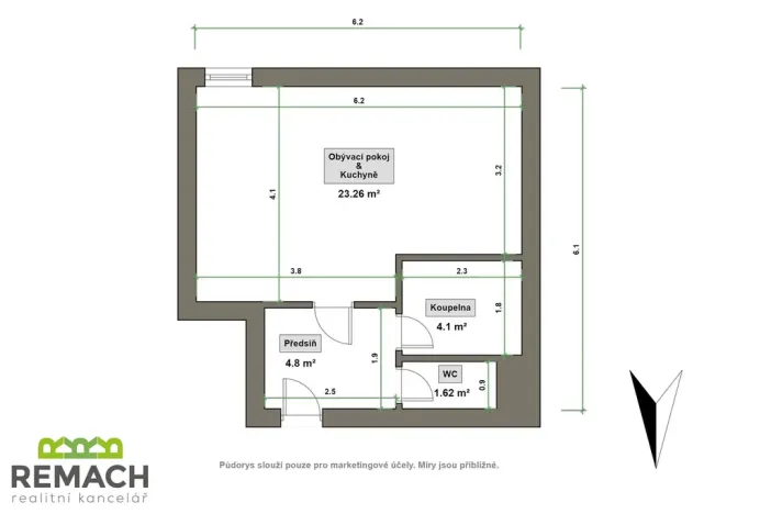 Pronájem bytu 1+kk, Uherské Hradiště, Jindřicha Pruchy, 35 m2