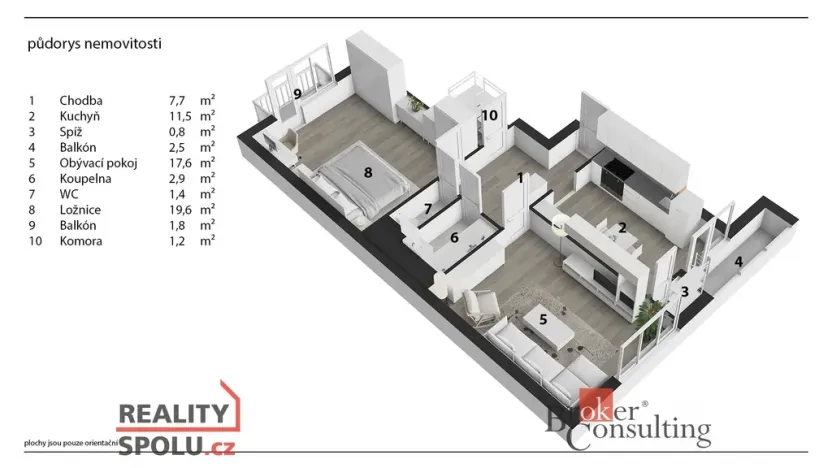 Prodej bytu 2+1, Hradec Králové - Pražské Předměstí, Gočárova třída, 72 m2