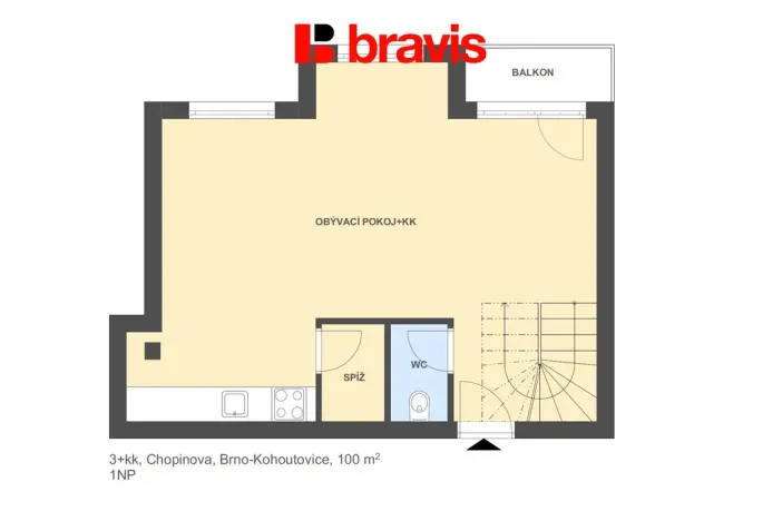 Pronájem bytu 3+kk, Brno - Kohoutovice, Chopinova, 100 m2