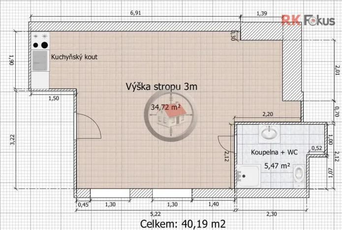 Pronájem bytu 1+kk, Moravské Budějovice, nám. ČSA, 40 m2