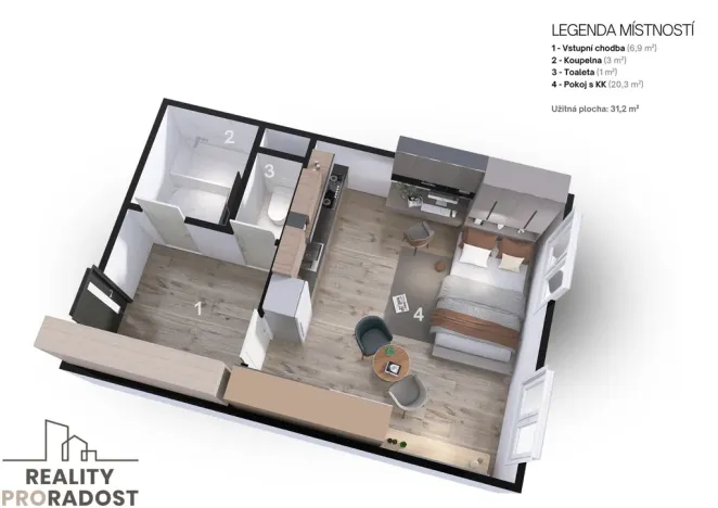 Prodej bytu 1+kk, Brno - Bohunice, Havelkova, 31 m2