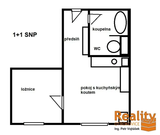 Prodej bytu 2+kk, Otrokovice - Kvítkovice, SNP, 37 m2