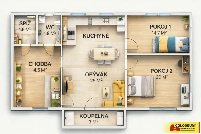 Prodej bytu 2+1, Zastávka, 69 m2