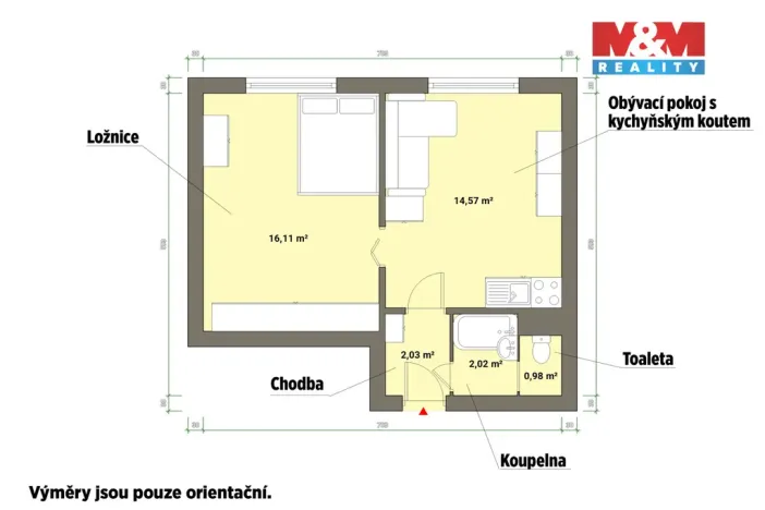 Prodej bytu 1+1, Cheb, Palackého, 35 m2