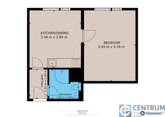 Pronájem bytu 1+1, Jablonec nad Nisou, Liberecká, 37 m2