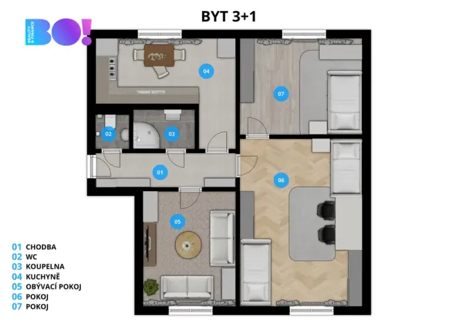 Prodej bytu 3+1, Nový Jičín, Vančurova, 72 m2