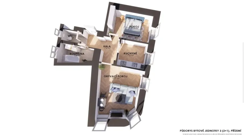 Prodej bytu 2+1, Úsobí, 58 m2