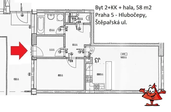 Pronájem bytu 2+kk, Praha - Hlubočepy, Štěpařská, 58 m2