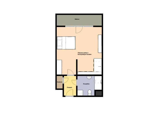 Pronájem bytu 1+kk, Praha - Smíchov, Randova, 40 m2