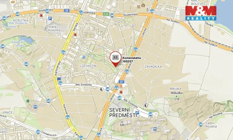 Pronájem bytu 2+1, Plzeň - Bolevec, Komenského, 68 m2