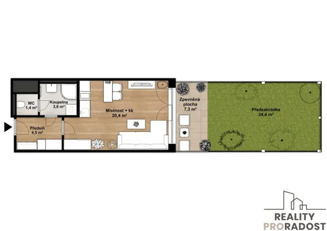 Pronájem bytu 1+kk, Praha - Hloubětín, Poděbradská, 32 m2
