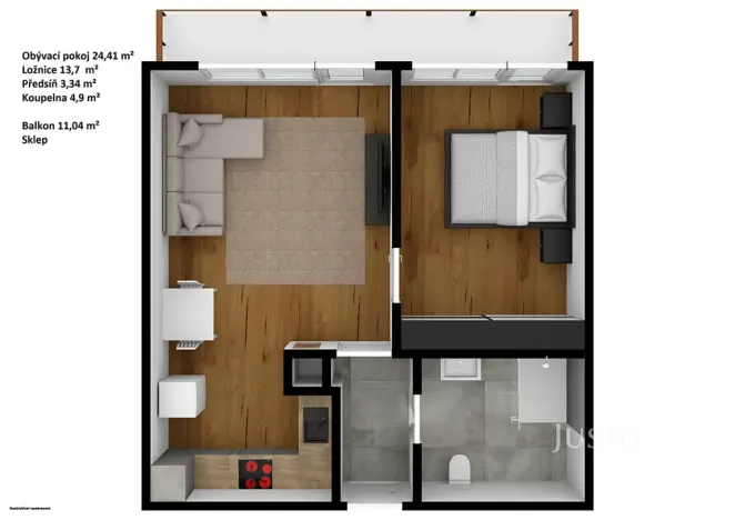 Pronájem bytu 2+kk, Praha - Hlubočepy, Wassermannova, 49 m2