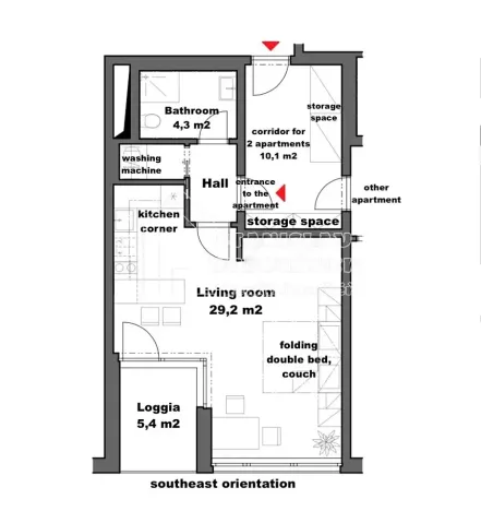 Pronájem bytu 1+kk, Praha - Střížkov, Střížkovská, 43 m2