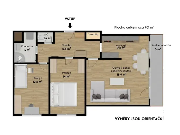 Pronájem bytu 3+kk, Poděbrady, Kunštátská, 64 m2