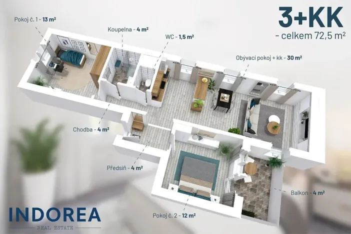 Pronájem bytu 3+kk, Jindřichův Hradec, Kosmonautů, 73 m2