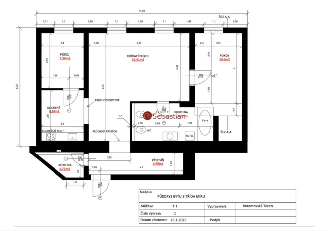 Pronájem bytu 3+kk, Pardubice - Zelené Předměstí, třída Míru, 71 m2