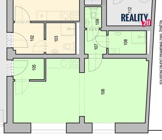 Pronájem bytu 1+kk, Brno, Pramenná, 38 m2