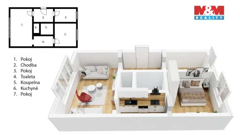 Pronájem bytu 3+kk, Praha - Karlín, Molákova, 56 m2