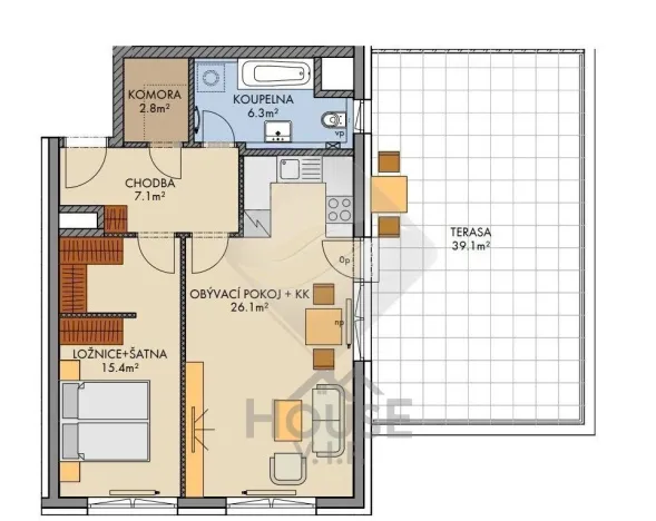 Prodej bytu 2+kk, Praha - Vysočany, Pod Harfou, 60 m2