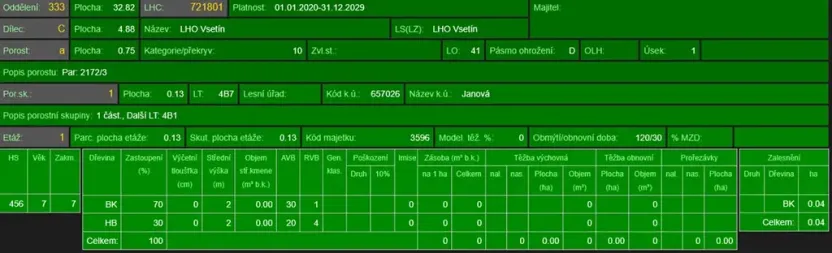 Prodej lesa, Janová, 7449 m2