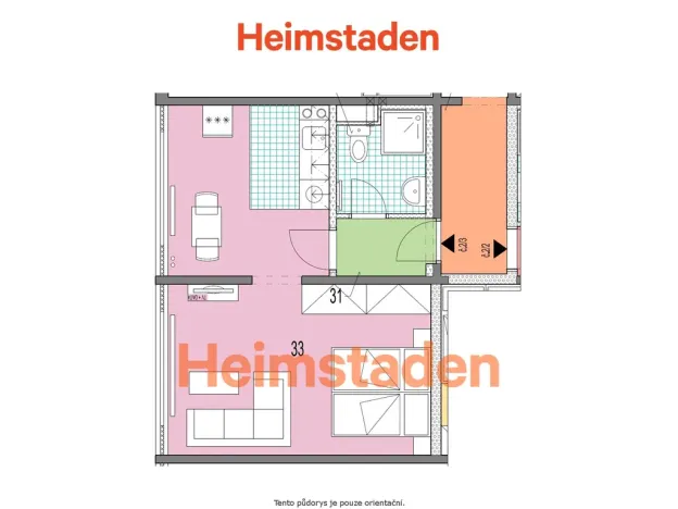 Pronájem bytu 1+kk, Karviná - Hranice, Slovenská, 31 m2